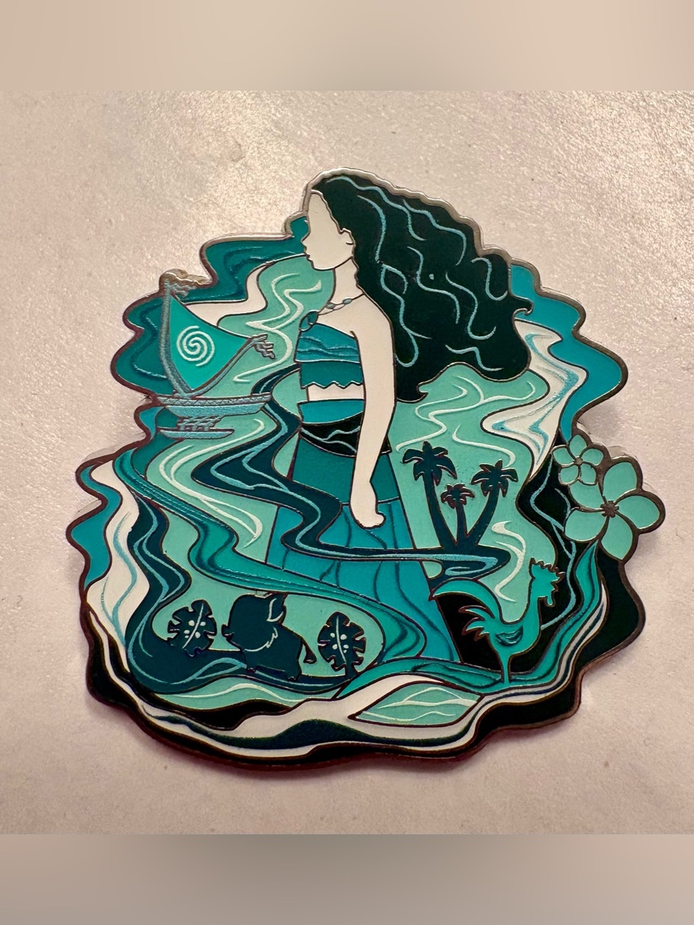 Disney Uncas Moana Scenic Monochrome Watercolor Pin